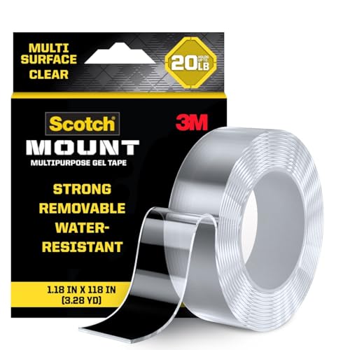 Scotch-Mount Multi-Purpose Gel Mounting Tape, 1 Roll, Clear - 1.18" x 118"