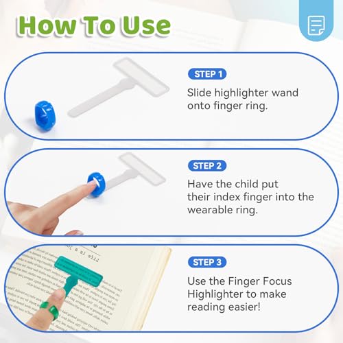 8PCS Guided Reading Strips for Dyslexia & ADHD - Finger Reading Tracker Tools