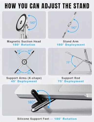 Werfami Silver Portable Laptop & Tablet Stand with Folding Design