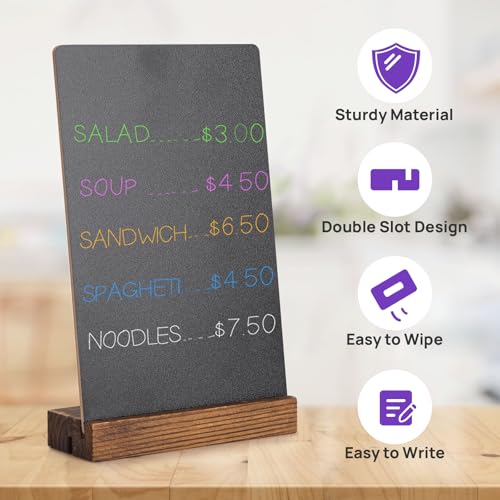 JEFURE 6 Pcs Double-Sided Tabletop Chalkboard Signs 7.8x5 Inch with Stand