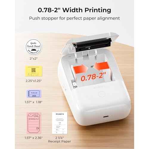 MUNBYN FM226 Label Maker with Tape, Bluetooth Inkless Portable Thermal Sticker Machine,for 0.78-2inch Labels, for Small Businesses, Office Supplies, Address, Clothing, 11H Working Time,White