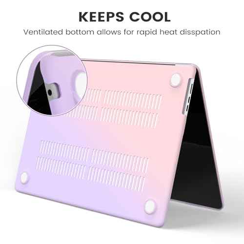 iCasso for MacBook Air 15 inch Case 2025 2024 2023 Release M4 A3241 M3 A3114 M2 A2941, Hard Shell Case &Carrying Laptop Sleeve Bag&Screen Protector&Keyboard Cover for Mac Air 15.3'',Gradient Purple