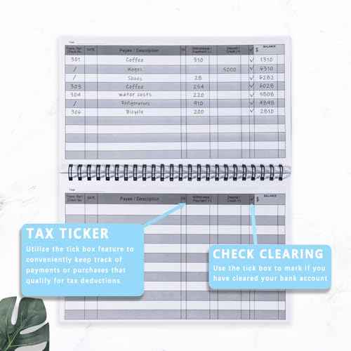 CASMONAL A5 Check Registers for Personal Checkbook, Big Checkbook Register & Financial Transaction Ledger Log Book for Small Business, Track Payments, Deposits, Debit Card and Bank Account, Black