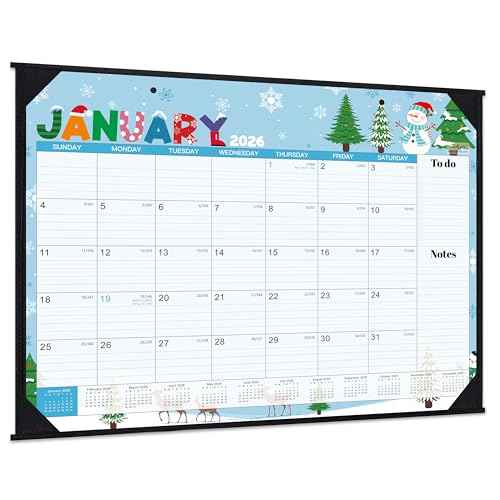 2026 Desk Calendar - Large Desk Calendar 2026, Jan.2026 - Dec.2026, 22" x 17", 2026 Calendar with Corner Protectors + Large Ruled Blocks, To-do & Notes, 12 Different Themes