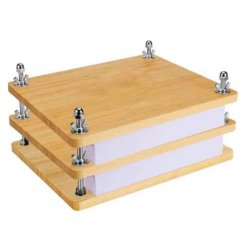 Book Press, Wooden Bamboo Flower Press Machine, Portable Book Binding Kits for Handmade Bookbinding, Manual Paper Press (11.6 x 7.9 Inch - 3 Floor), Double Layer