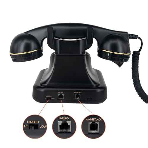Vintage Phone, a Black Vintage Telephone with Button Dialing, Used for Home and Office Desk.