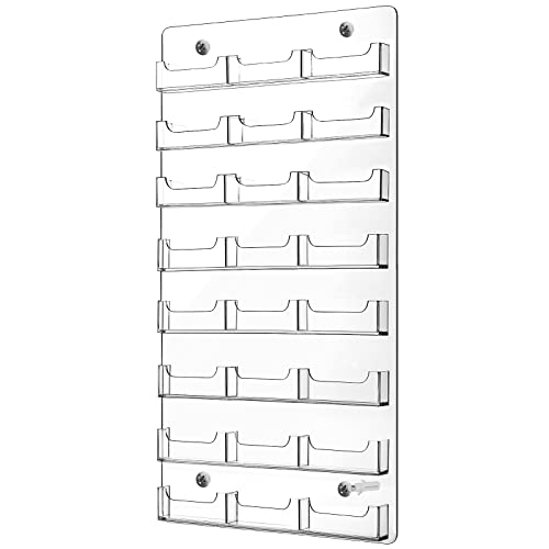 Lincia 24 Pockets Business Card Holder Wall Mount Rack Display Clear Sticker Display Rack Acrylic Business Card Clear Holder Organizing for Office