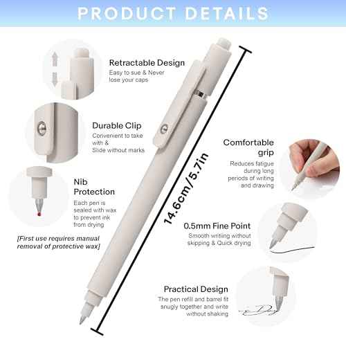 RIANCY Aesthetic Pens Beige Pens 5Pcs 0.5mm Quick Dry Black Ink Gel Pens Fine Point Smooth Writing Cute Pen Japanese Stationary Home Work Essentials Nurse School Gifts Office Supplies