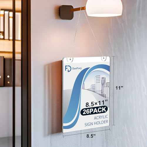 26 Pack Wall Mount Acrylic Sign Holder 8.5 x 11 Clear Display Table Stand, Double Sided Flyer Plastic for Picture Paper Frame Home Office Menu Retail Show Fair