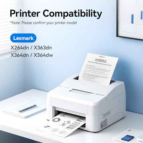 X264H11G Black Toner Cartridge with chip High Yield 1-Pack Replacement for Lexmark X264H11G Toner Compatible with Lexmark X264dn X363dn X364dn X364dw Laser Printer Ink All-in-One Copier (9,000 Pages)
