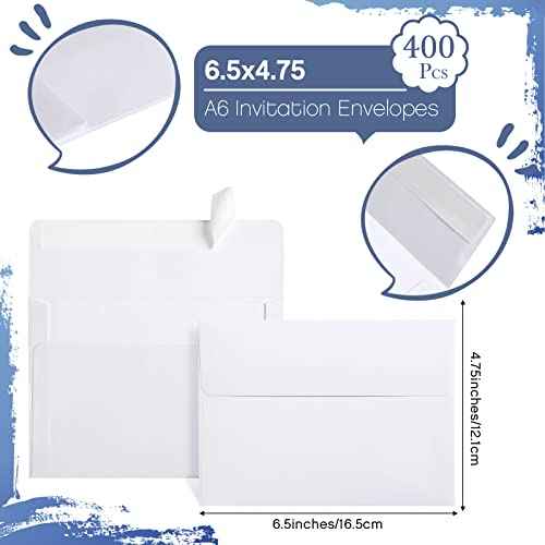 Fainne A6 Envelopes 4x6 White Envelopes for 4x6 Cards, Photos, Invitations, Wedding, Graduation, Birthday, Bridal Shower, Announcements, Baby Shower (400 Pcs)