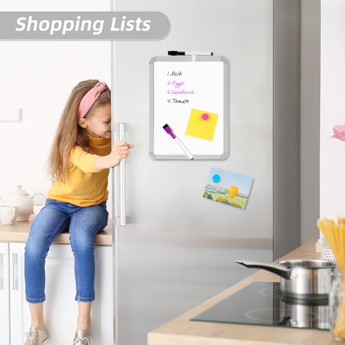 VUSIGN Small Dry Erase Whiteboard 8.5 x 11 Inches - Magnetic, Multi-Purpose, Includes Markers & Magnets - Silver Variant