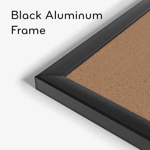 U Brands Cork Bulletin Board, 36" x 24", Black Aluminum Frame, Industrial Grade Pinning Surface