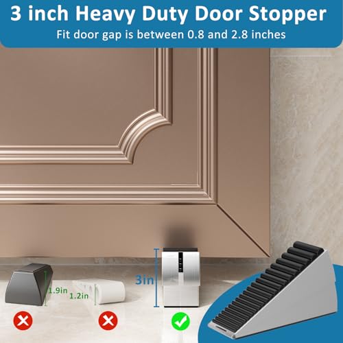Optish 2-Pack Heavy-Duty Door Stopper - Adjustable 3in Stainless Steel Wedge, Fits Any Heavy Door (Silver)