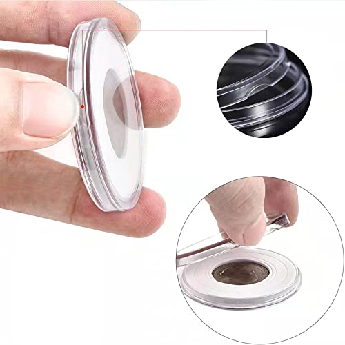 20-46 mm Wooden Coin Holder, 120 Pcs Highly Transparent Coin Capsules with Foam Gasket, Coins Collector Case Holder, Professional Coin Storage Case Box for Coin Collection (Bronze)
