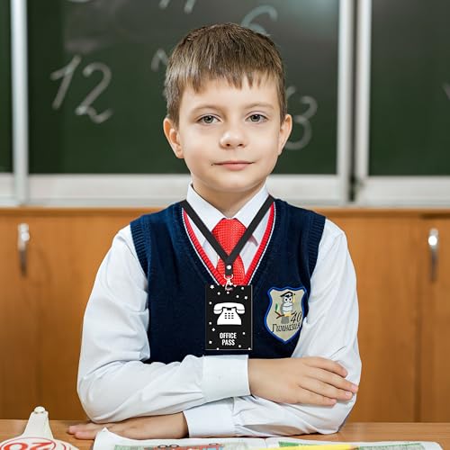 Classroom Hall Passes Set with Lanyards - Durable PVC Student Passes for School Bathroom Library Office Nurse