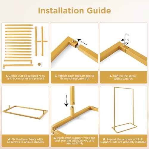 Wedding Welcome Sign Stand, 57¡±x31¡±x16¡± Heavy Duty Easel Stand for Sign with Balloons & Satin Ribbon & Leather Strap, Welcome to Our Wedding Sign Stand Holder for Seating Chart, Posters, and Decor (Golden, 57x31x16inch)