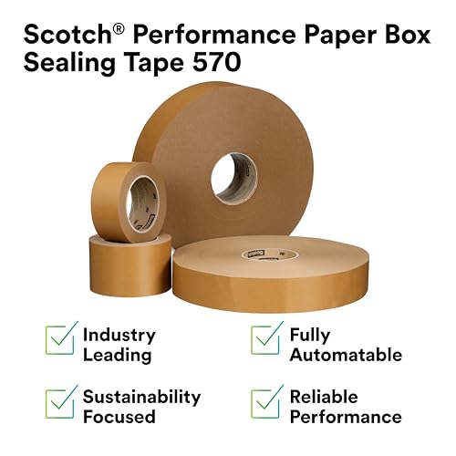 3M Scotch Performance Paper Box Sealing Tape 570 - 1.8" x 55 yd, Brown, Single Roll