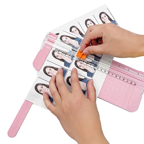 Pink A4 Paper Cutter with Safety Guard & Ruler - Portable Craft Trimmer for Scrapbooking & Photos