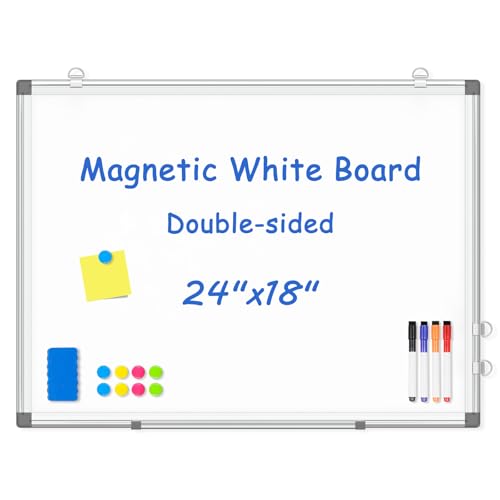 Silver Double-Sided Magnetic Whiteboard Wall 24x18 Inches - WALGLASS