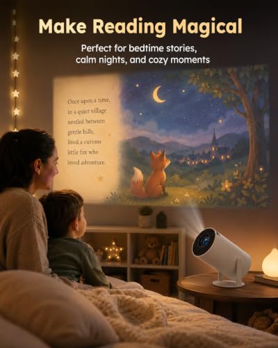 720P Portable Book Projector with 180° Rotation for Wall & Ceiling Viewing