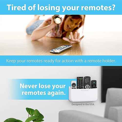 TotalMount Hole-Free Remote Holder ? Eliminates Need to Drill Holes in Your Wall (Premium White Holder for 3 or 4 Remotes)
