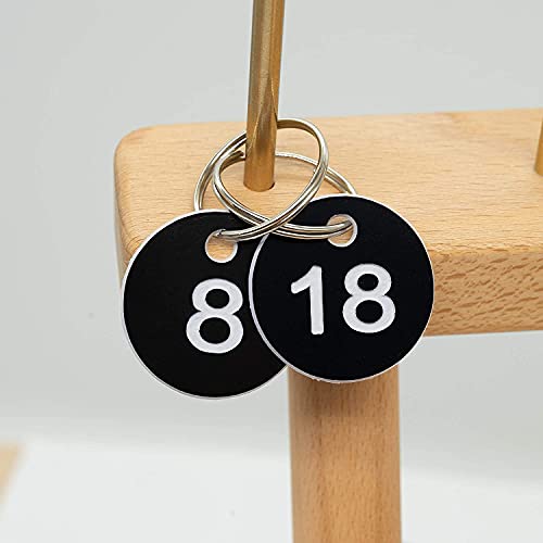 Plastic ID Number Tags Key Tags Engraved Number with Key Rings Black 1-300
