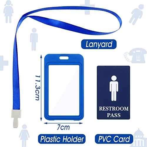 8 Pcs Hall Lanyards and School Passes Set Unbreakable PVC School Passes Set Teacher Lanyard Library Office Nurse Restroom Bathroom Passes for Classrooms and Teachers Supplies (Classic Style)