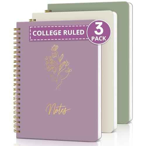 Taja Aesthetic Set of 3 Spiral Notebook for Work, A5 Cute Pretty Lined Journal for Women & Writing, College Ruled Journaling Notebooks, Perfect for School & Office Supplies - Serene Pastel
