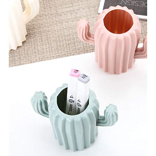 AIBEARTY 2 PCs Creative Cactus Shaped Pencil Holder Container Desktop Pen Brush Organizer Office Stationery Supplies Home Decor,Green+Pink