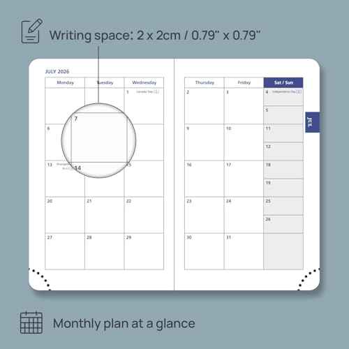 POPRUN 2026 Pocket Weekly Planner (Super Mini Size 3'' x 4.5'') 12 Months Compact Calendar for Purse, Two Pages Per Week with Monthly Overview, Soft Cover, Two Bookmark Ribbons - Black