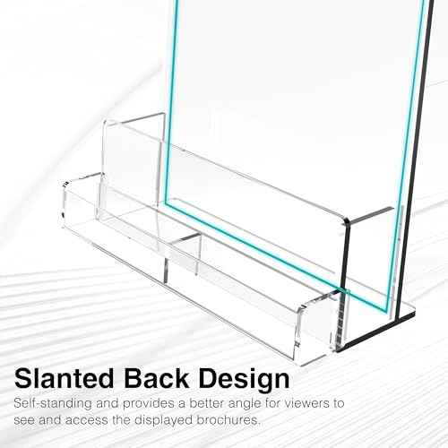 Brochure Holder 8.5x11 Inch Acrylic Literature Holders Clear Flyer Display Stand with Business Card Slot Pamphlet Holder Multi Purpose Organizer for Office, Lobby, Hotels, Trade Shows, 4 Pack