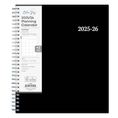 Blue Sky 2025-2026 Monthly Academic Year Planner Calendar, July 2025 - June 2026, 8" x 10", Monthly Layout, Flexible Cover, Wirebound, Laminated Tabs, Enterprise
