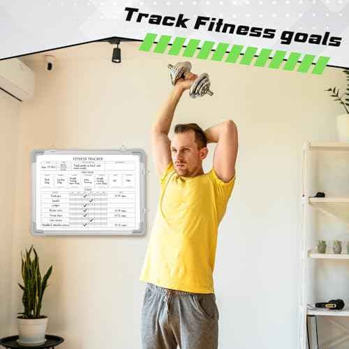 Lincia 24 x 18 Inch Fitness Tracker Whiteboard Workout Calendar for Home Gym Dry Erase Planner Hanging Removable to Do List for Wall Whiteboard with Aluminum Frame for Gym Fitness Program(Style A)