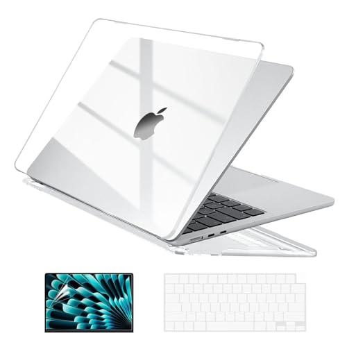 EooCoo Crystal Clear MacBook Air 15-Inch Case for M2 M3 M4 M5 2023-2026