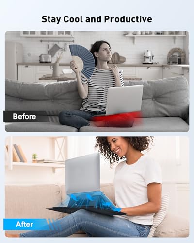AboveTEK Black Adjustable Laptop Lap Desk with Ergonomic Angles & Retractable Mouse Pad