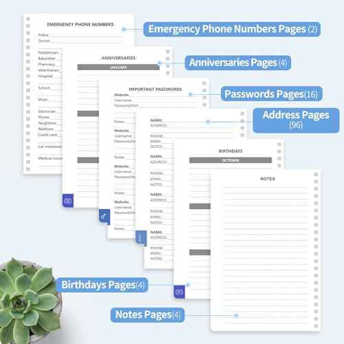 Address Book with Alphabetical Tabs-Address and Password Book for Seniors - Hardcover Spiral Bound Phone Book- Record Contacts,Website Login Passwords, Special Days -5.7" x 7.7", Blue