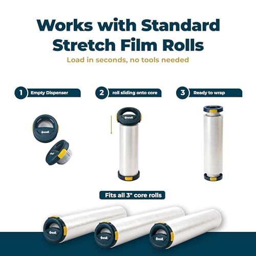 Stretch Wrap Dispenser with Brake, Film Hand Saver, 3 in Core