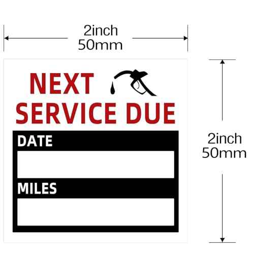 300 Pieces Oil Change Stickers, Service Reminder Labels, Auto Maintenance Service Due Reminder Stickers Labels, 2 x 2 Inch, 1 Roll (Black)