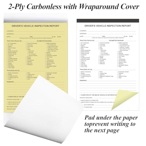 (50-Pack) Yaridar DVIR Vehicle Inspection Report Books, 31 Sets Each, 2-Ply Carbonless, 5.8 x 8.3 in