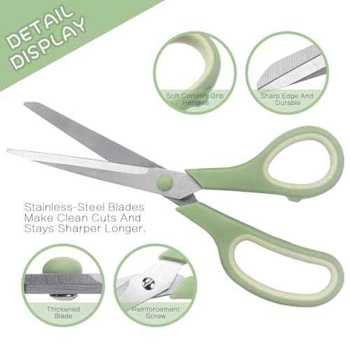 Scissors 8.5 Inch scissors all purpose Bulk Set of 3, Scissors for Office Home School Craft Supplies, Soft Comfort-Grip Right/Left Hand