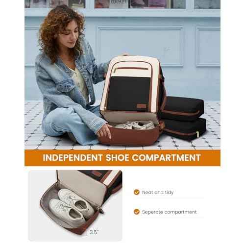 LOVEVOOK Travel Backpack for Women with Shoes Compartment,40L Personal Item Travel Bag Flight Approved Carry On Backpack with 2 Packing Cubes,Large Casual Weekender Luggage Daypack