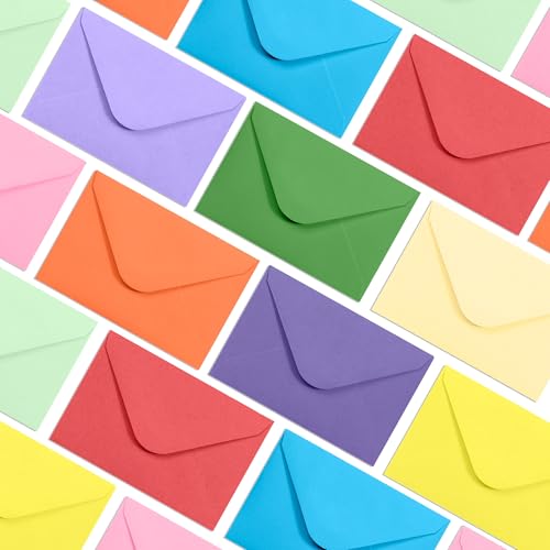 Multicolored Gift Card Envelopes - Gummed Mini Paper Envelopes, 100-Count, 4x2.7 Inches