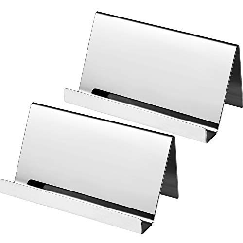 Maxdot Silver Stainless Steel Business Card Holders Set of 2