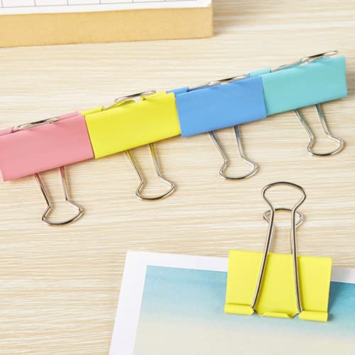 OWLKELA 24 Pack Binder Clips, 2-Inch Assorted Colors - Jumbo Steel Durable Clamps
