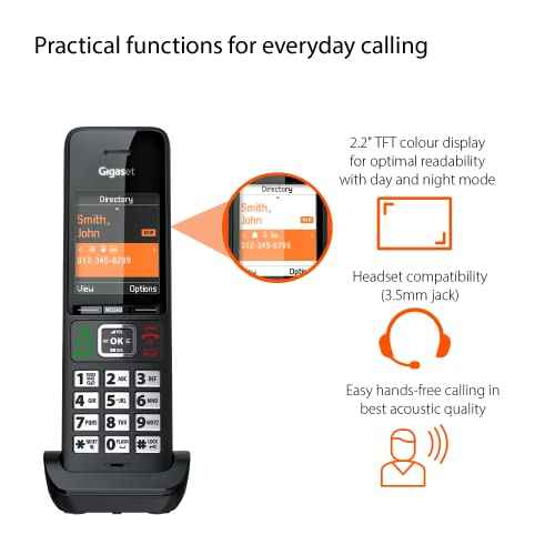 Gigaset Comfort 552H - Additional Handset - Charger - Elegant Cordless Phone for DECT Base - Made in Germany - Hands-Free Function - Big Phone Book, Titanium-Black