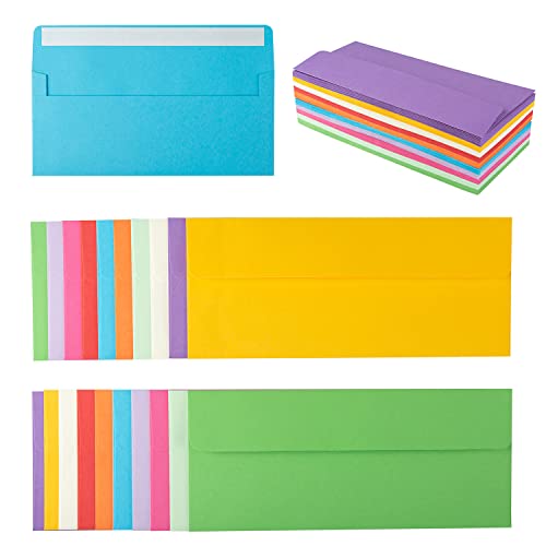 50 Pack Colorful #10 Business Envelopes Self Seal Letter Envelopes - Wishop