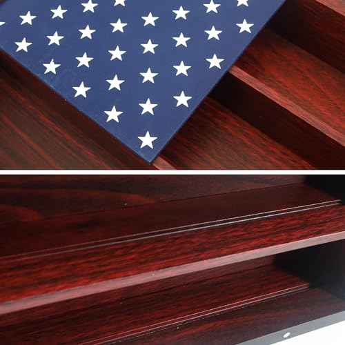 Military Challenge Coin Display Frame 12x16, Wooden American Flag Wall Decor Medal Display Case, Government Military Challenge Coin Holder Red