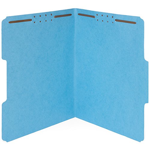 100 Blue End tab Fastener File Folders, Reinforced Straight Cut Tab, Durable 2 Prongs for Standard Medical Files, Office Reports, and More, Letter Size, Blue, 100 Pack