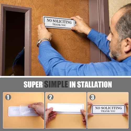 No Soliciting Sign for House That Keeps Solicitors Away, Super strong tape for all surfaces, 8.3 ¡¿ 2.4 In,2025 version, Perfect for Home Office Front Doors, Windows, Walls, Courtyard